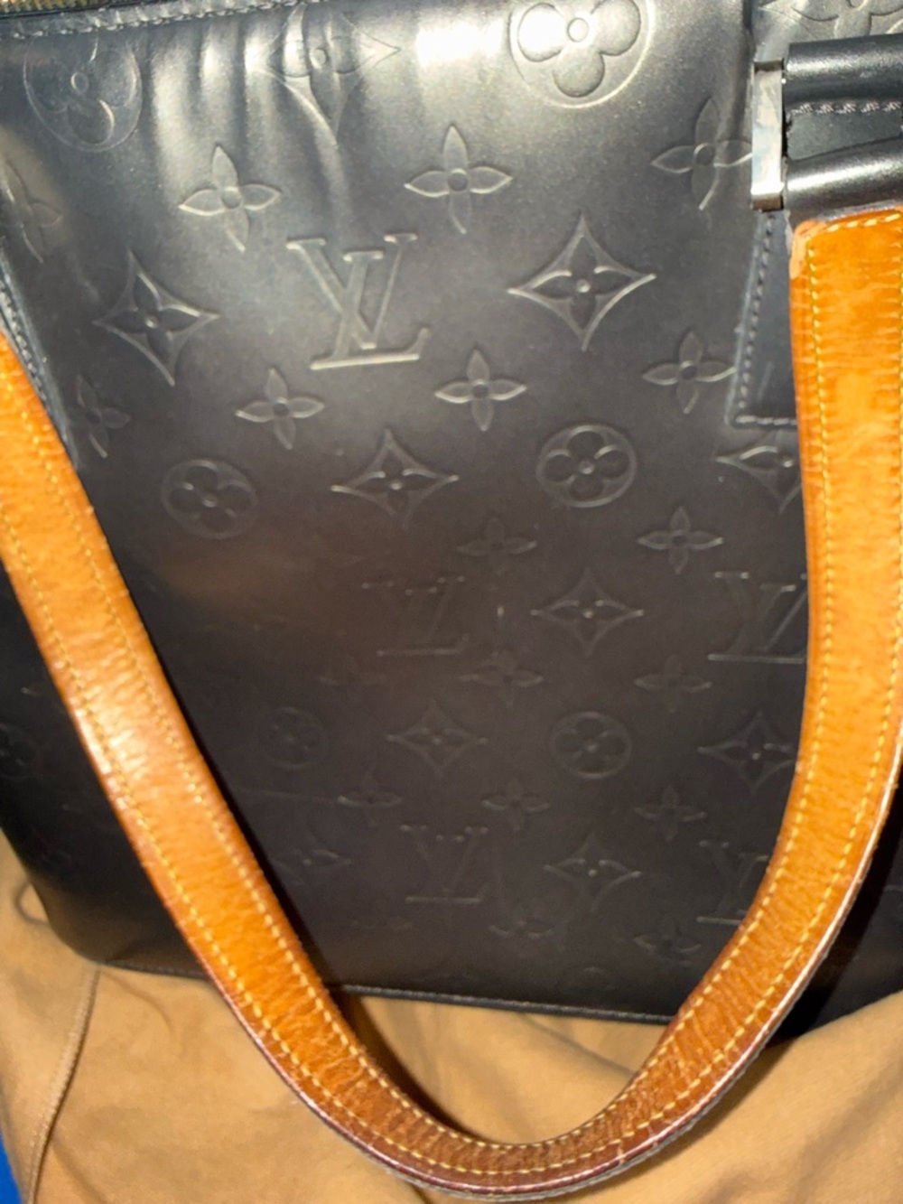 Louis Vuitton Vintage Monogram Noir Mat Stockton Tote w/ LV Dusty - Picture 7 of 13